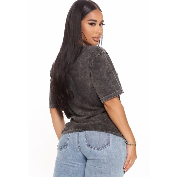 Fashion Nova ✦ Ease Your Soul Tunic Top ✦ Black Red Washed Cotton Graphic NWT - Picture 4 of 6